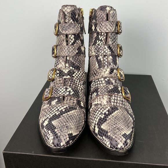 J.Crew multi buckle leather snakeskin booties new in box size 5.5 - Picture 4 of 6